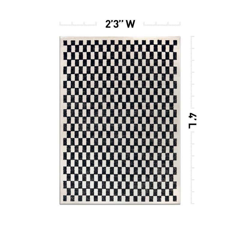 Contemporary Checkered Stylish Area Rug, Pet Friendly for Any Room
