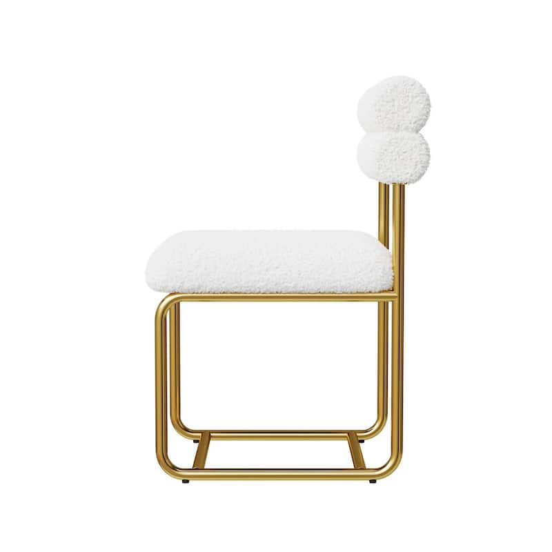 GDFStudio - Rosdale Minimalist Soft Plush Upholstered Dining Chair Set with Ergonomic Backrest and Golden Metal Legs, Set of 2