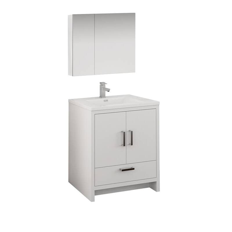 Fresca Senza 30" Free Standing Single Basin Vanity Set with MDF - Glossy White