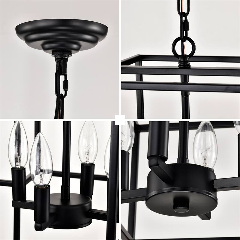 4-Light Metal Lantern Tiered Pendant Hanging Light Fixtures,No Bulbs