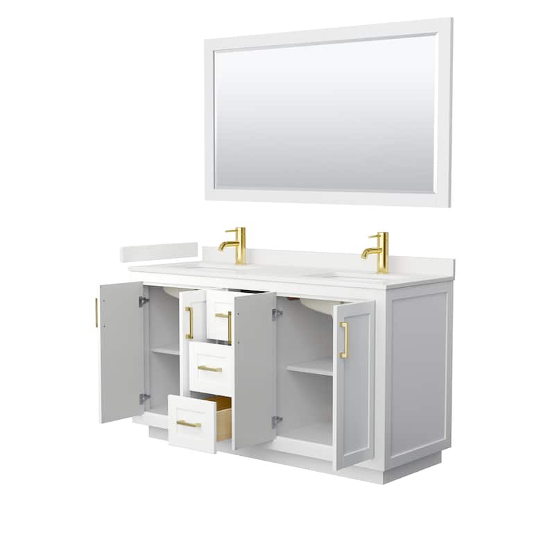 Miranda 60-inch Double Vanity, Quartz Top, 58-inch Mirror