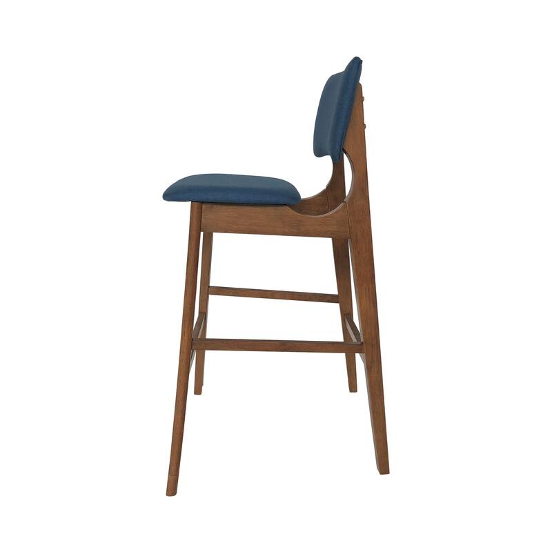 Modern Set of 2 Bar Stools with Padded Backrest, Upholstered Seat, Wooden Frame, Footrest, for Bar Dining Room Living Room