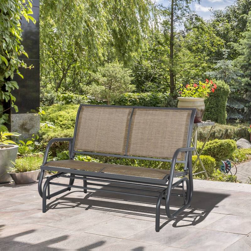 Outsunny 2-Person Outdoor Glider Bench, Patio Double Swing Rocking with Powder Coated Steel Frame for Backyard Garden Porch