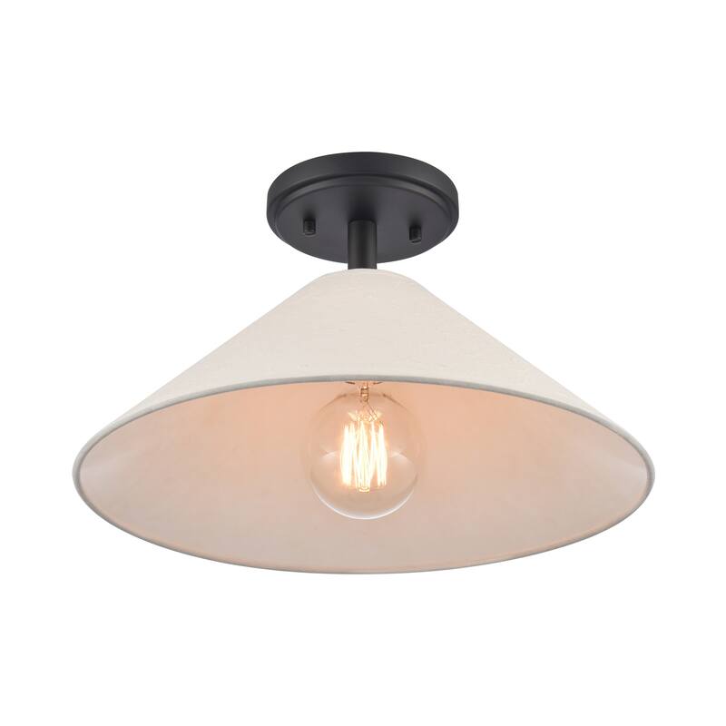 Elk Home Rydell Black With White Parchment Shade 1 Light Semi Flush
