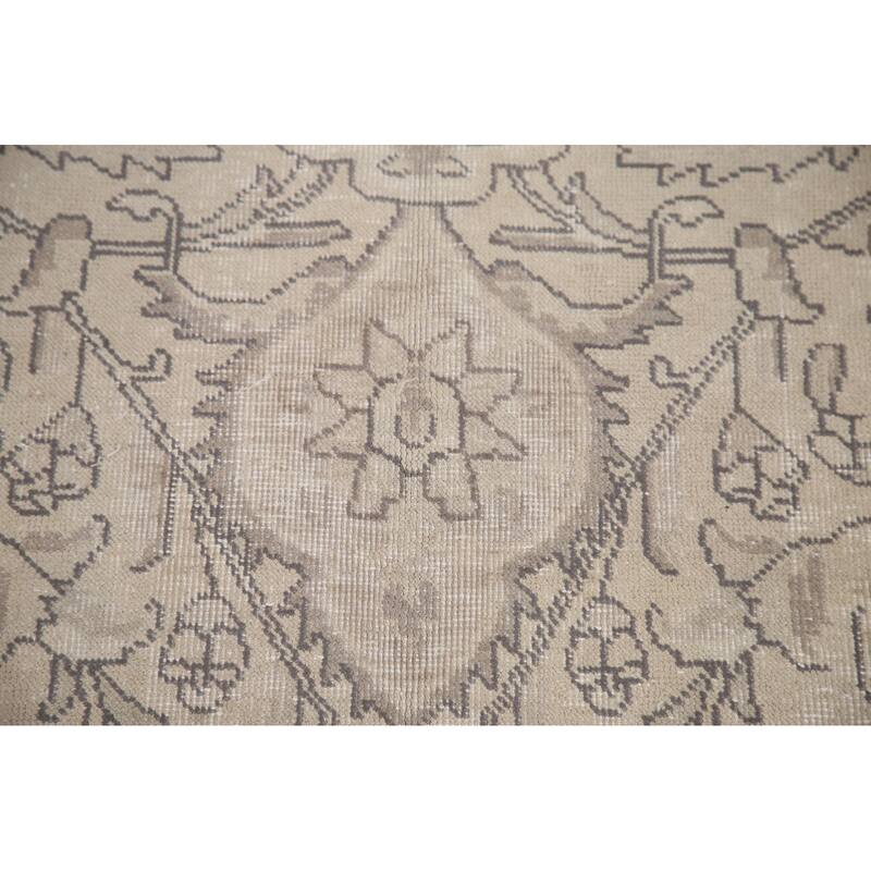 Hand Knotted Oriental 100% Wool Carpet Traditional Floral Beige & Ivories Tabriz Area Rug - 13' 2'' X 9' 10''