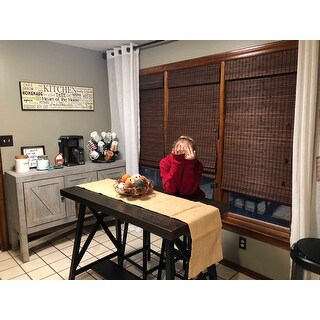 Furniture of America Mern Rustic Oak Solid Wood Counter Table