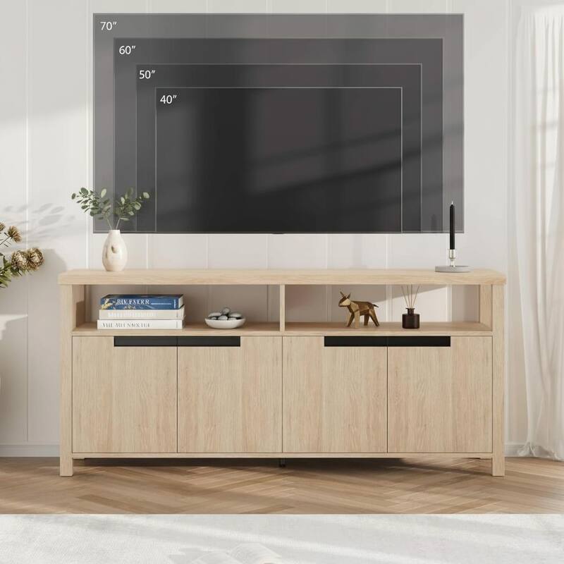 TV Stand, with Storage and Open Shelf