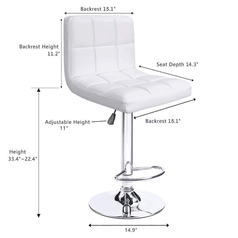 Bar Stools Adjustable Armless Swivel PU Leather Barstools Set of 2