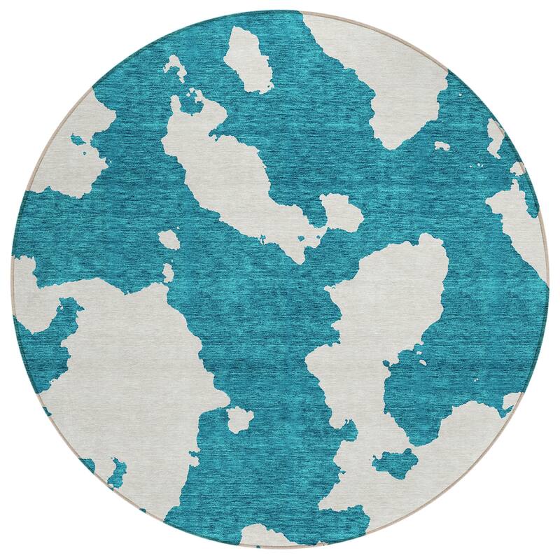 Machine Washable Indoor/ Outdoor Contemporary Abstract Chantille Rug