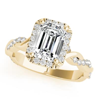 Auriya 14k Yellow Gold Lab Grown Emerald Diamond Halo Engagement Ring 0.50 to 5.00 ct. tw. (F-G VS)