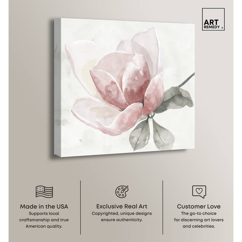 Art Remedy Faded Blush Rose Gallery Wrapped Floral Fine 1 Piece Canvas Wall Art