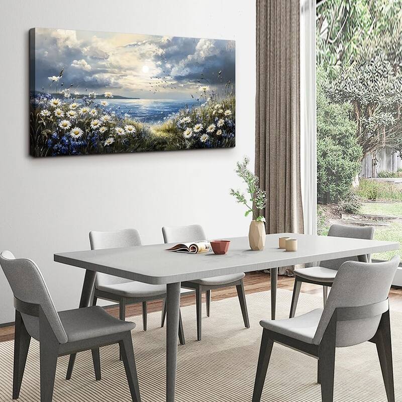 Blue Mediterranean Garden Landscape Painting