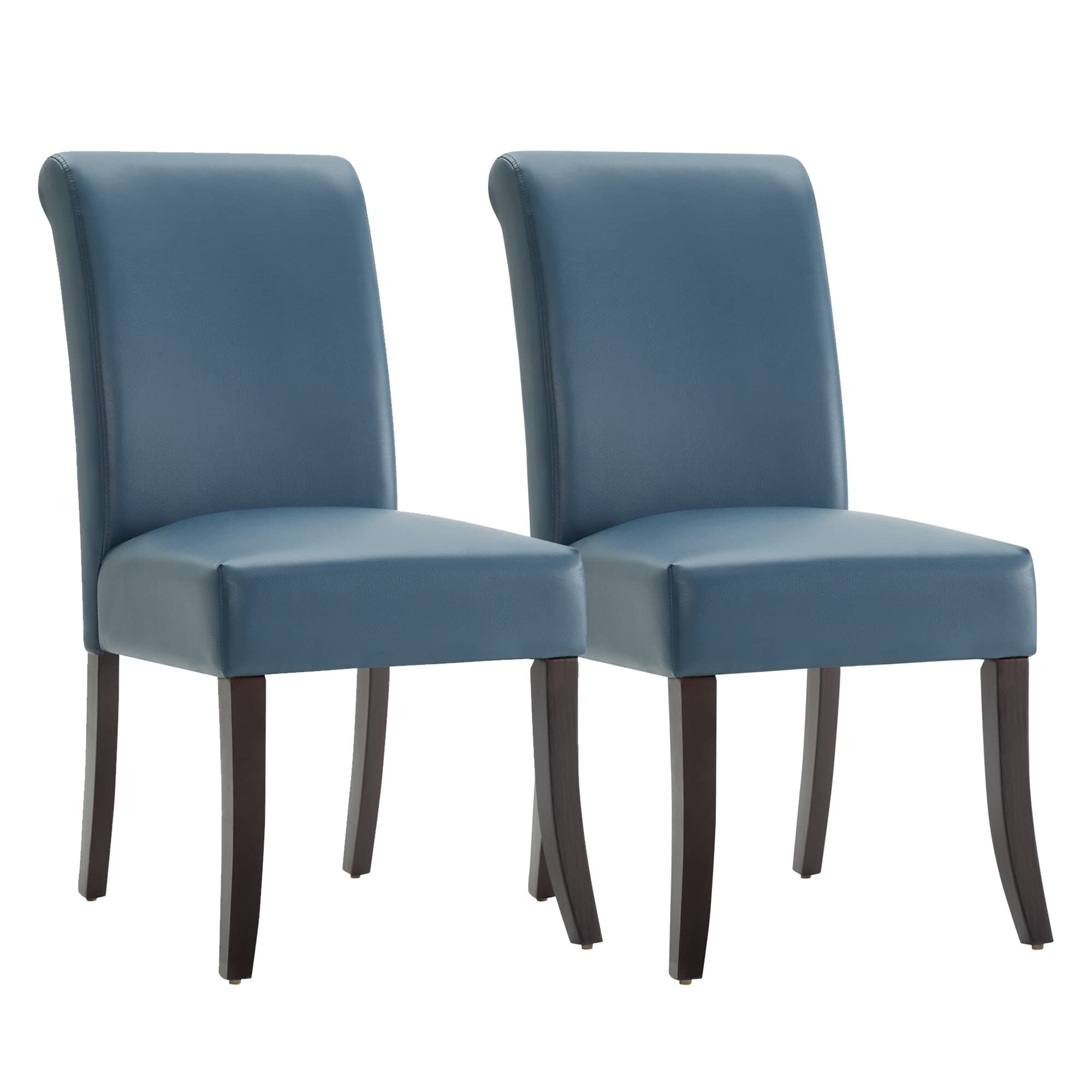 Upholstered Kitchen Dining Room Chairs with High Back Faux Leather Dining Chairs with Solid Wood Legs Set of 2 Blue Bed Bath Beyond 37919836