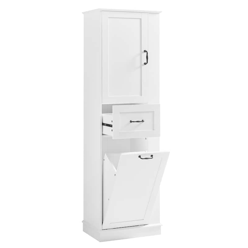 Modern Tall Storage Cabinet - Tilt-Out Compartment,Adjustable Shelves,80LBS Capacity,Soft-Close Hinges,Aluminum Alloy Handles