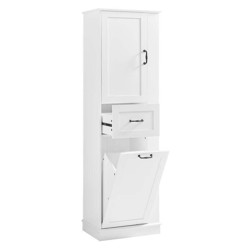 Roomfitters 67" Tall Modern Storage Cabinet with Tilt-Out Compartment and Side Hooks