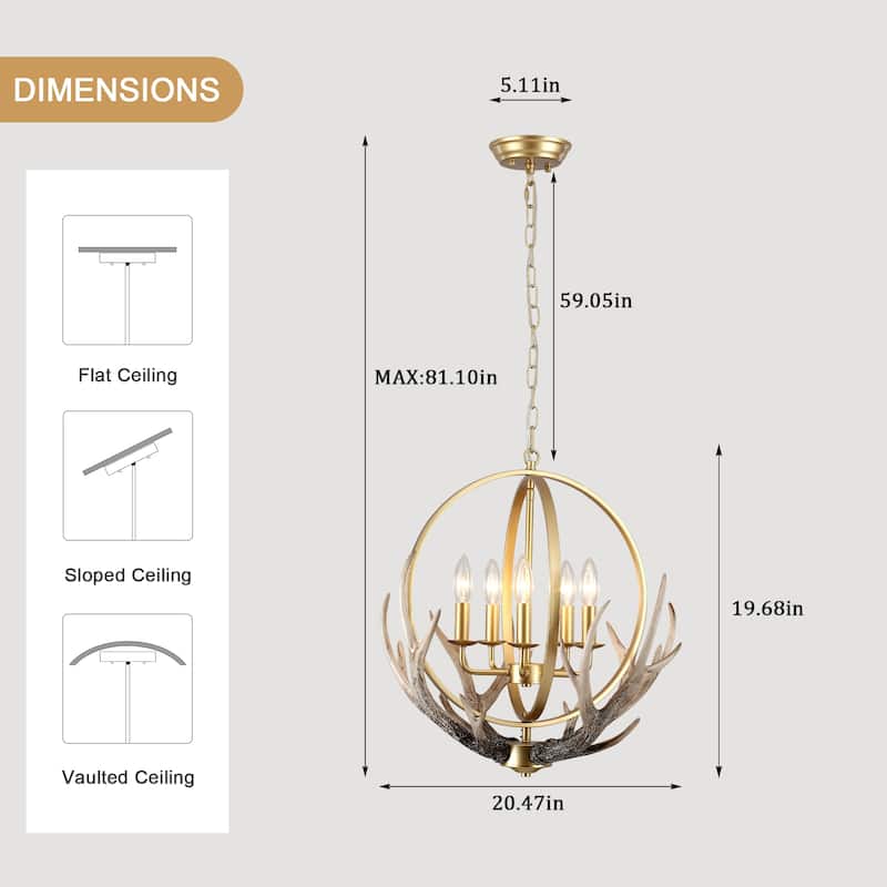 5-Light Modern Foyer Pendant Kitchen Island Hanging Chandelier Lighting for Dining Room