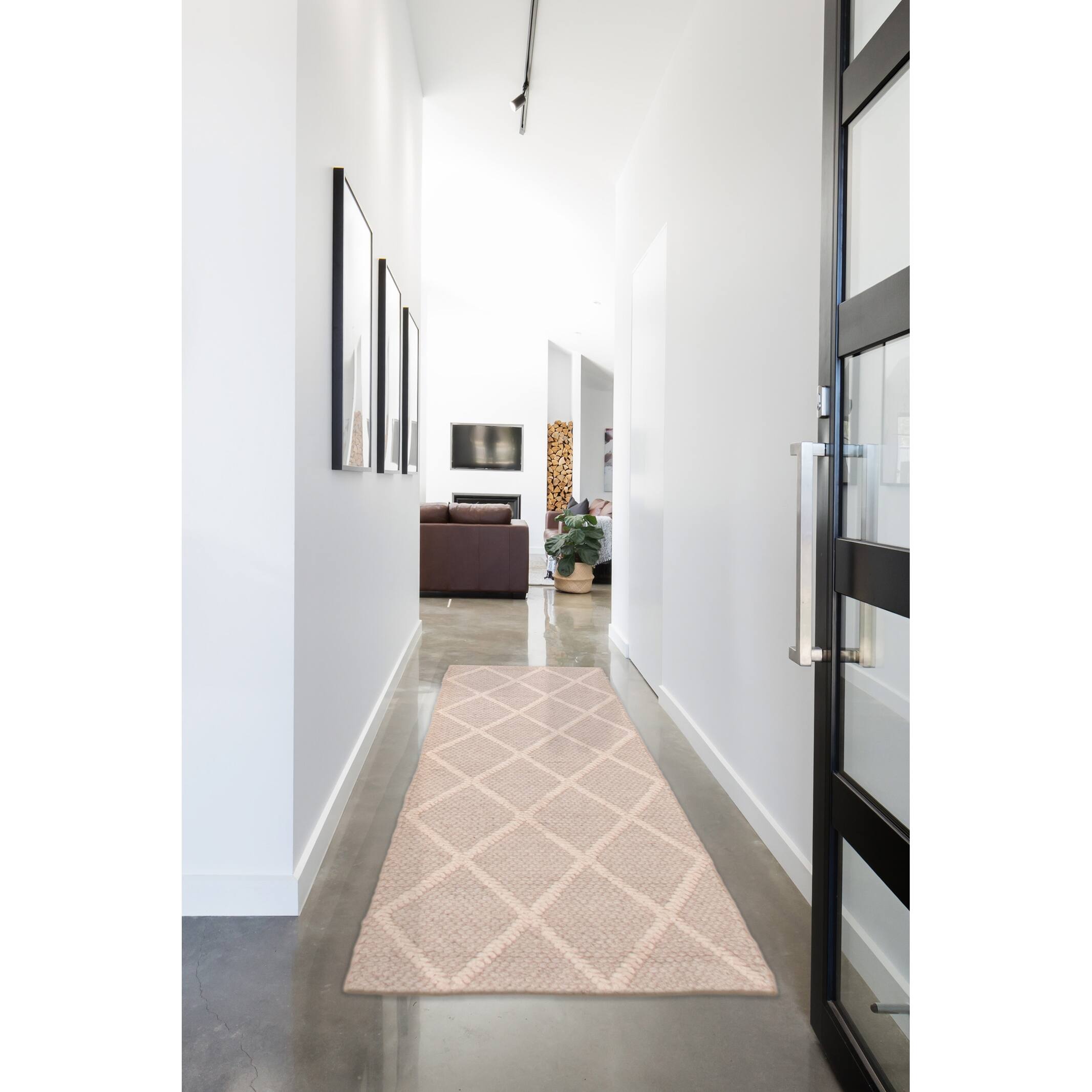 ECARPETGALLERY Braid weave Sienna Grey Wool Rug 2'3 x 6'9 Bed Bath