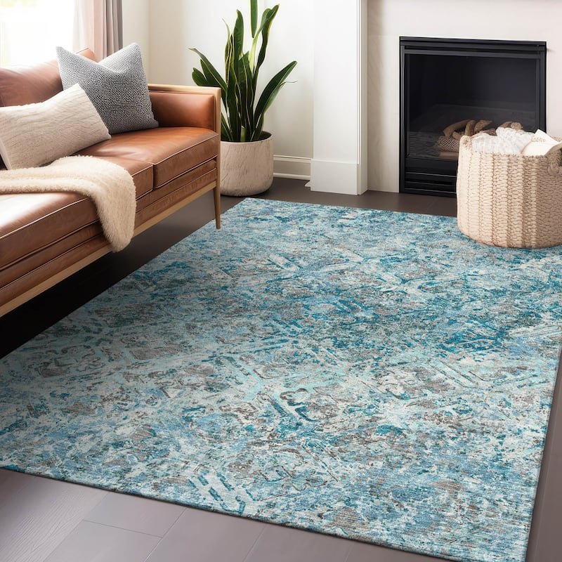 Premium Washable Super Soft Trellis Distressed Mayfield Rug