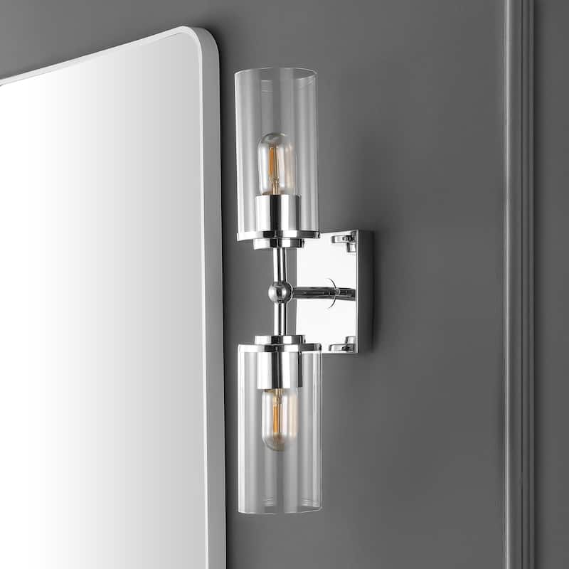 SAFAVIEH Lighting Gien 6" Modern & Contemporary Wall Sconce (2-Bulb) - 6" W x 5" D x 21" H - 6Wx5Dx21H