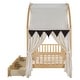 preview thumbnail 6 of 18, Pinewood Ground-Level Twin Size Canopy Bed with Arched Canopy,Tent,Light Strip and Two Drawers