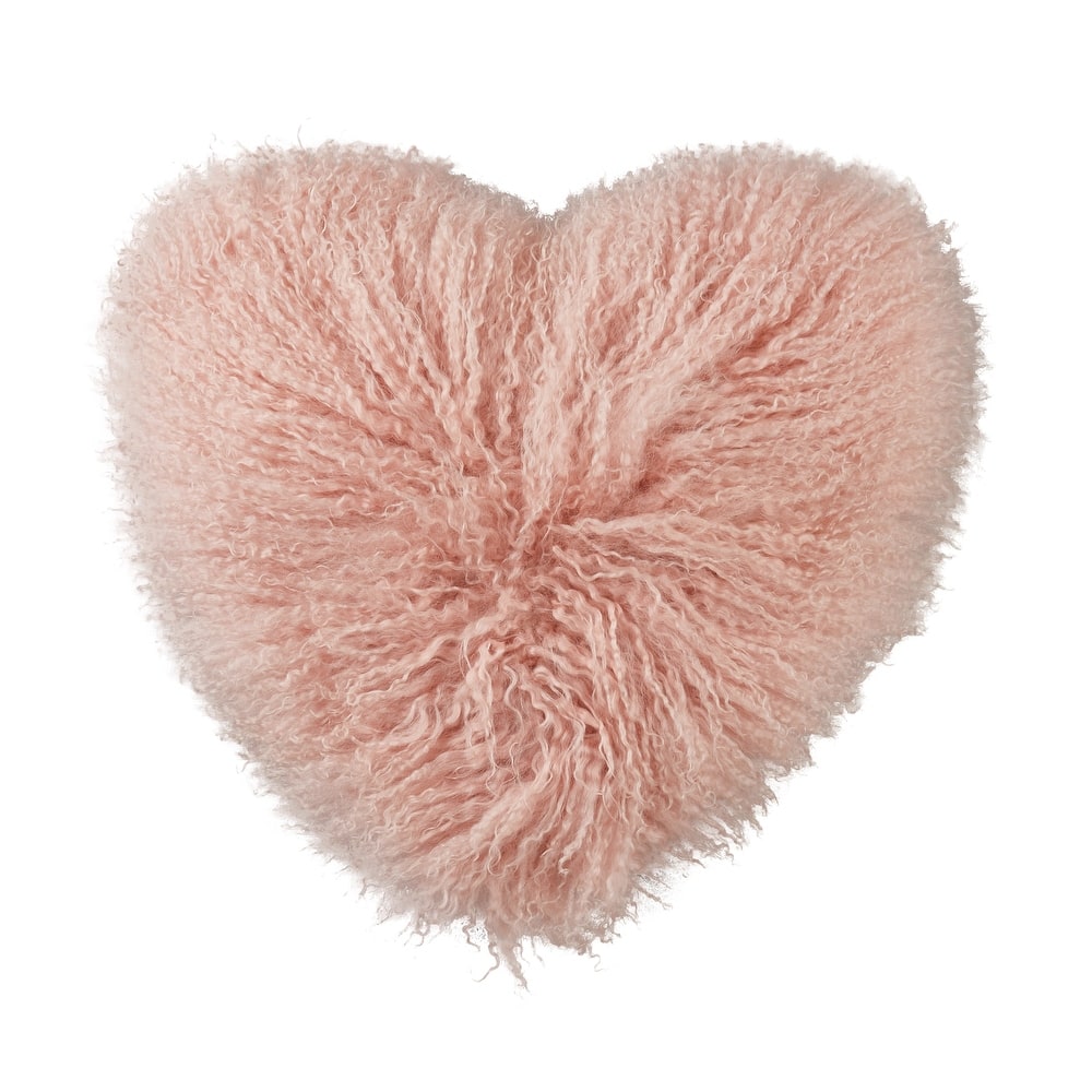Fluffy Love Heart-Shaped Mongolian Lamb Fur Poly Filled Throw Pillow