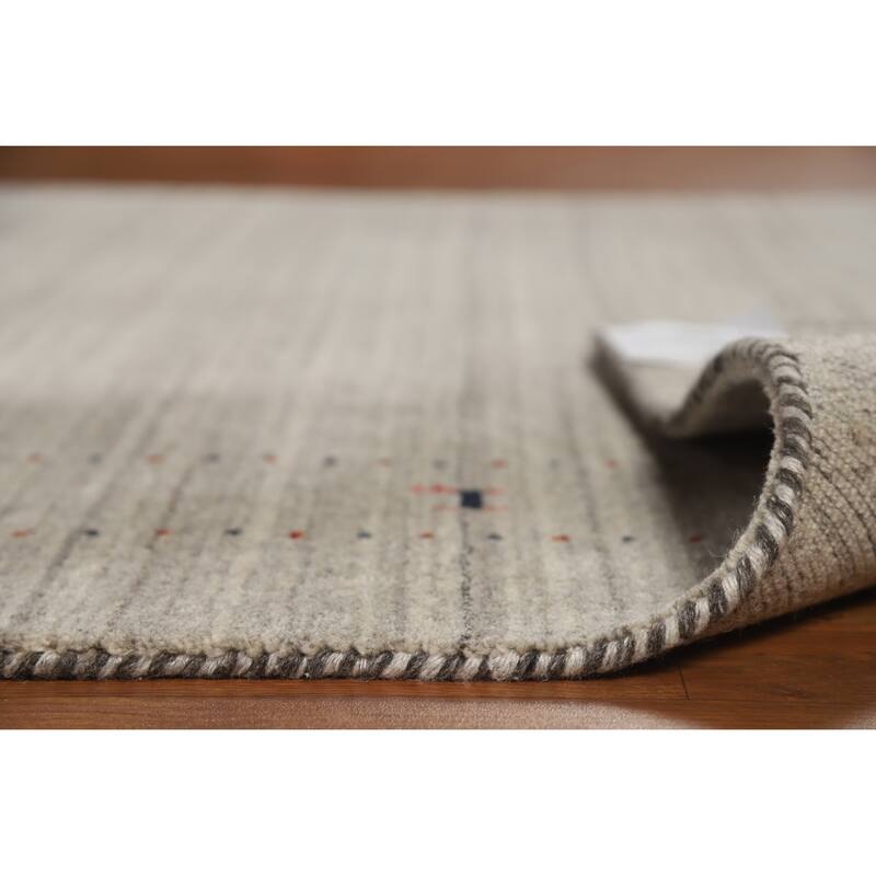 Hand Knotted Oriental 100% Wool Carpet Tribal Animal Pictorial Beige & Ivories Gabbeh Area Rug - 7' 9'' X 5' 1''