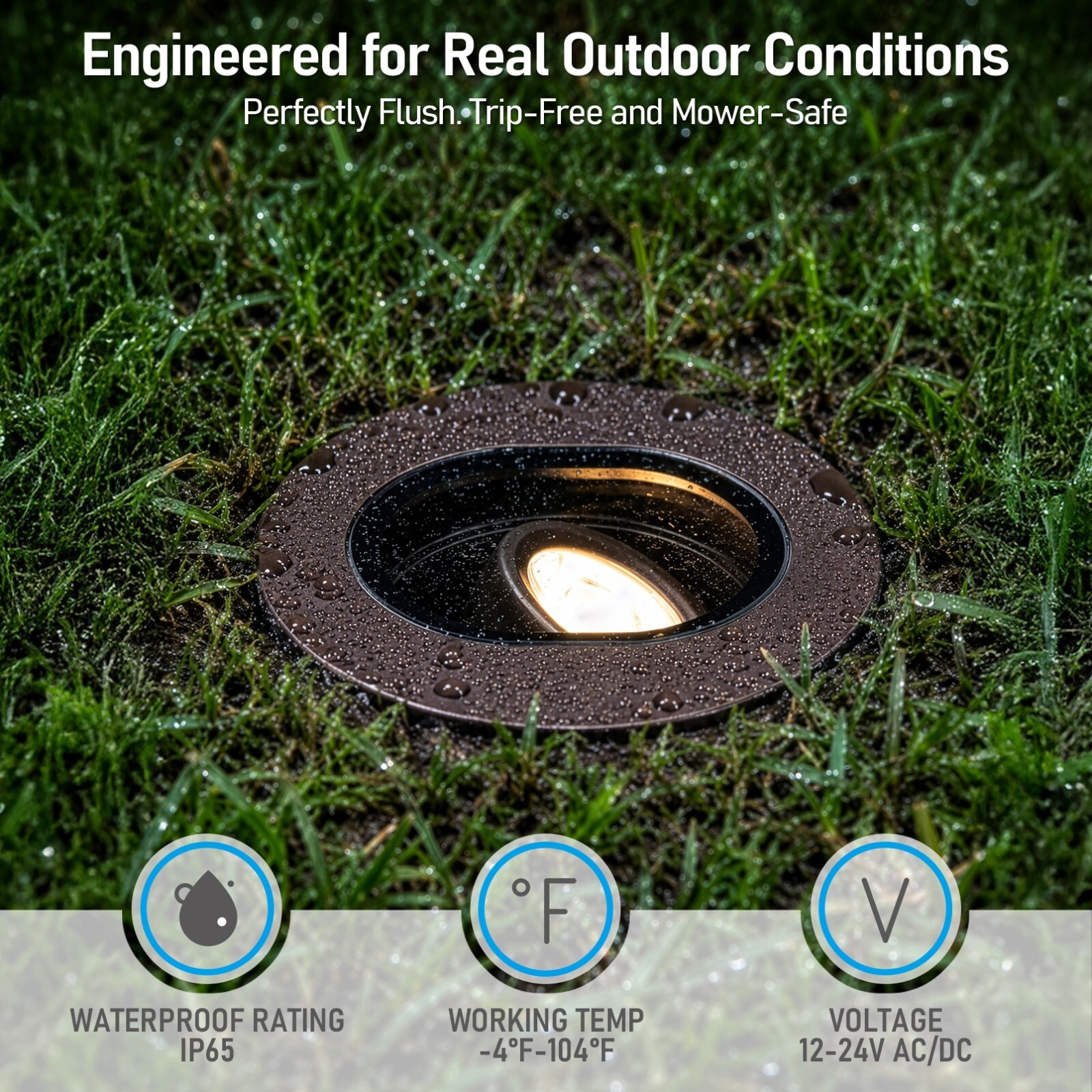 8W Low Voltage 5CCT 30° Tilt Adjustable LED Well Light, Flush