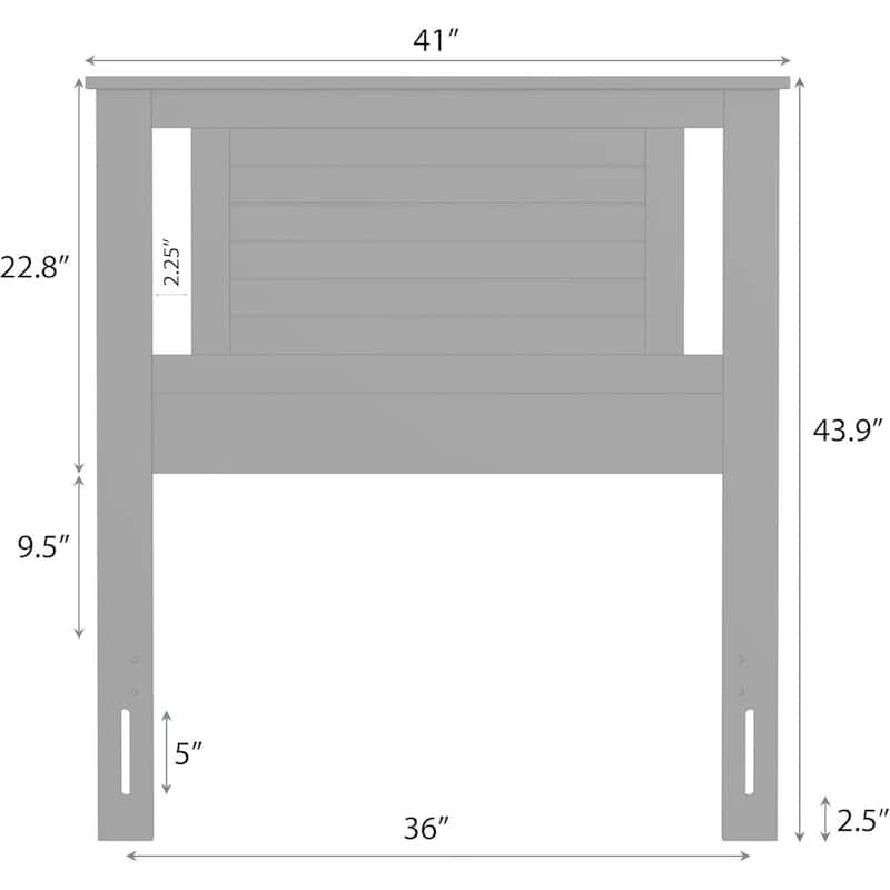 White Rubber Woode Headboard with Horizontal Slat Design for Standard Bed Frames