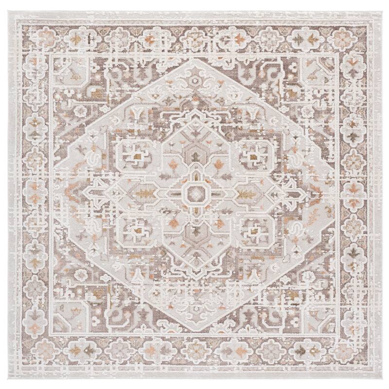 SAFAVIEH Leonette Alexine Medallion Rug - 6'7" Square - Ivory/Brown Taupe