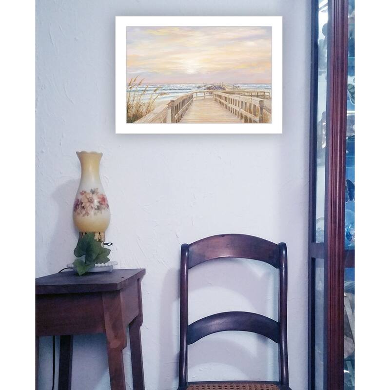 TrendyDecor4U "Ponce Inlet Jetty Sunrise" Framed Print Wall Art by Georgia Janisse