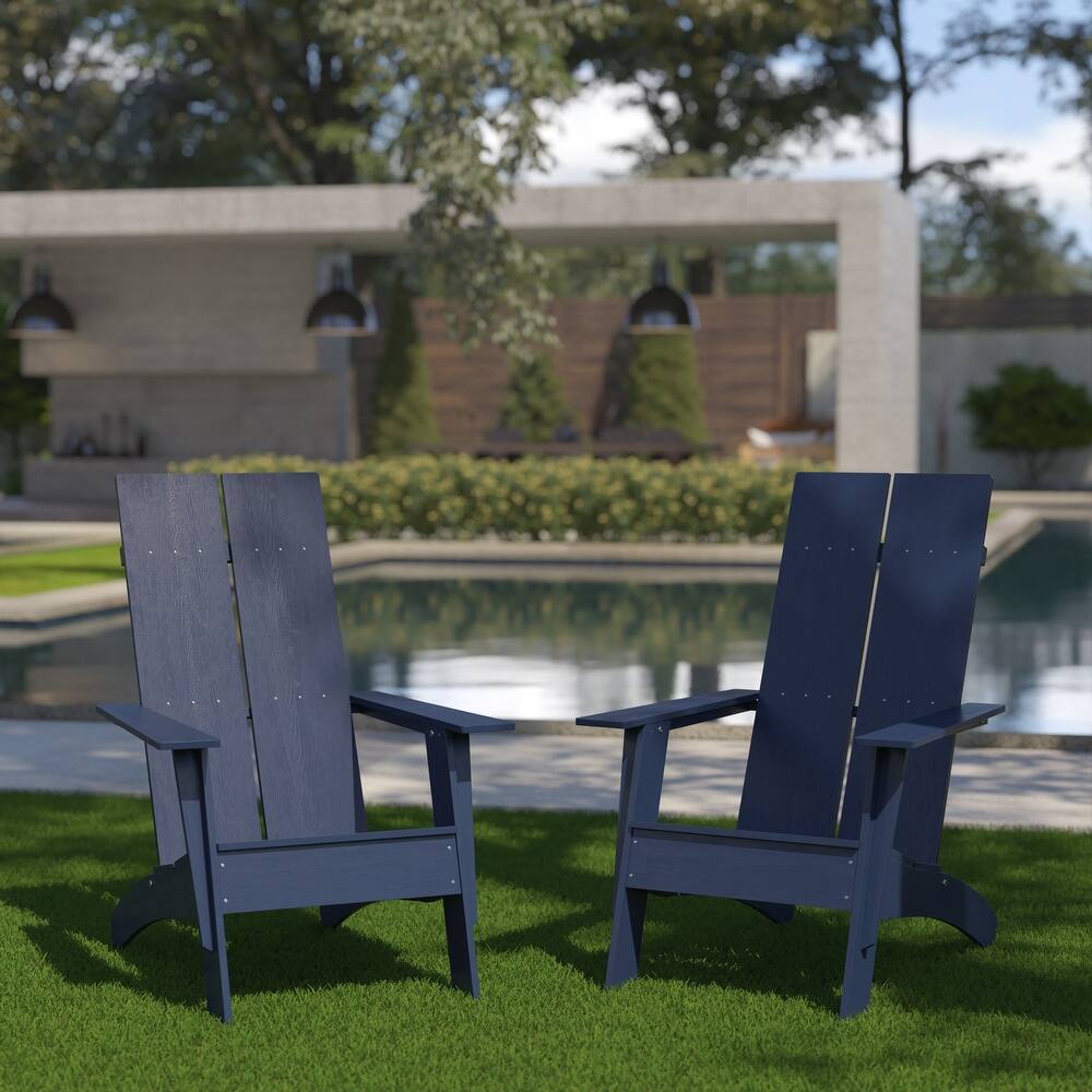 Modern Dual Slat Back Adirondack Style Chairs (Set of 2)
