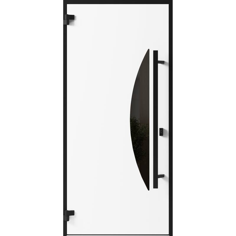Front Exterior Prehung Steel Door Ronex 1077 Teak Entry Metal Painted W36xH80 Left hand Inswing