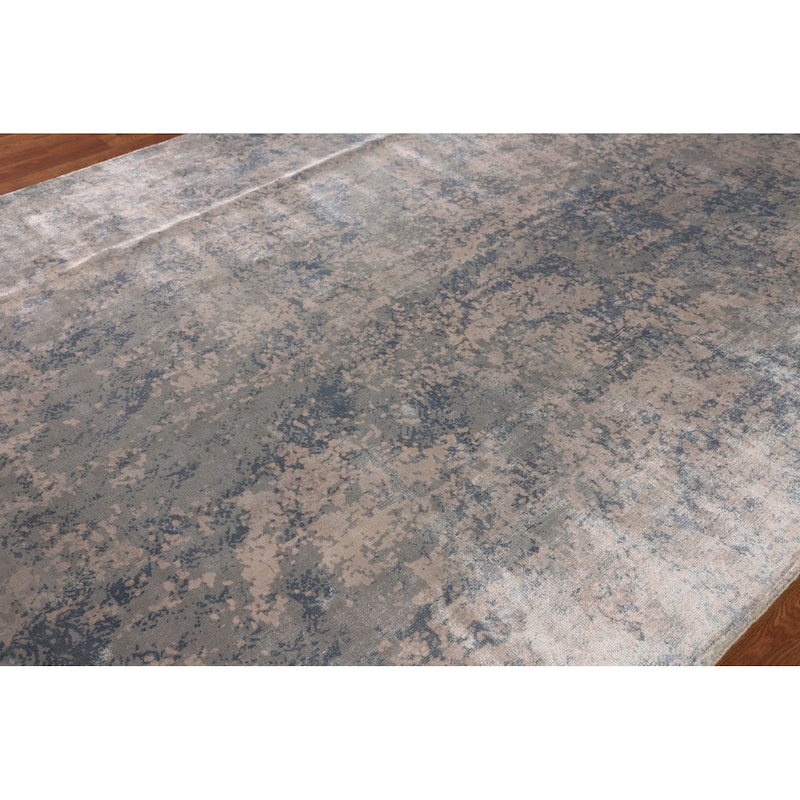 Multi-Color Abstract Area Rug Hand-Knotted Bedroom Wool Carpet - 6'8" X 9'11"