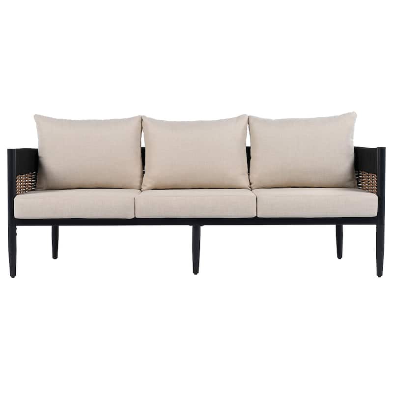 SAFAVIEH Outdoor Patio Furniture Harrison 3 Seater Sofa - 78"W x 28"D x 26"H