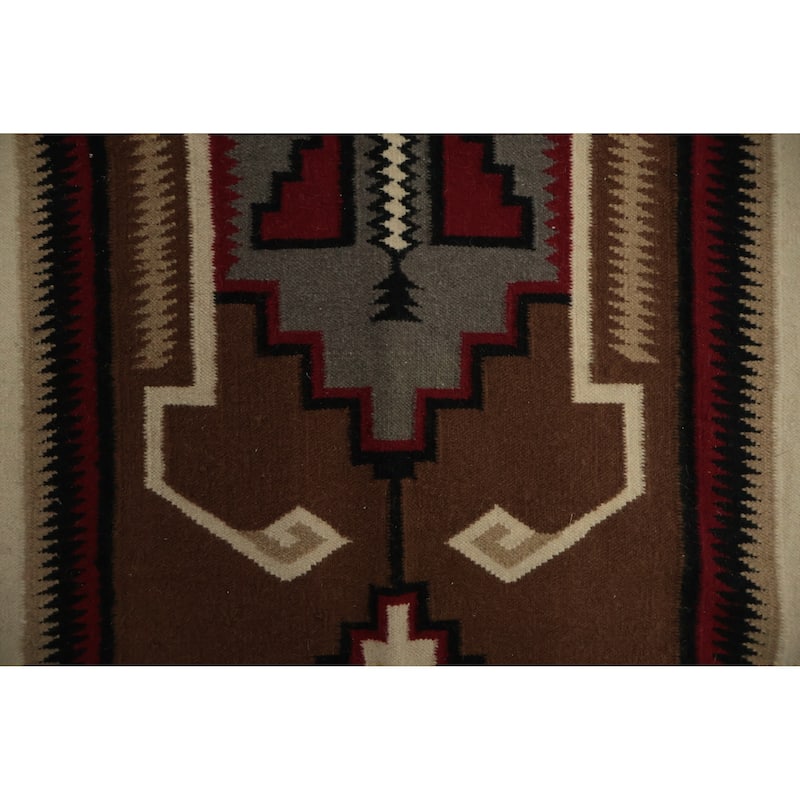 Hand Woven Oriental 100% Wool Carpet Southwestern Tribal Brown Kilim Area Rug - 8' 2'' X 5' 0''
