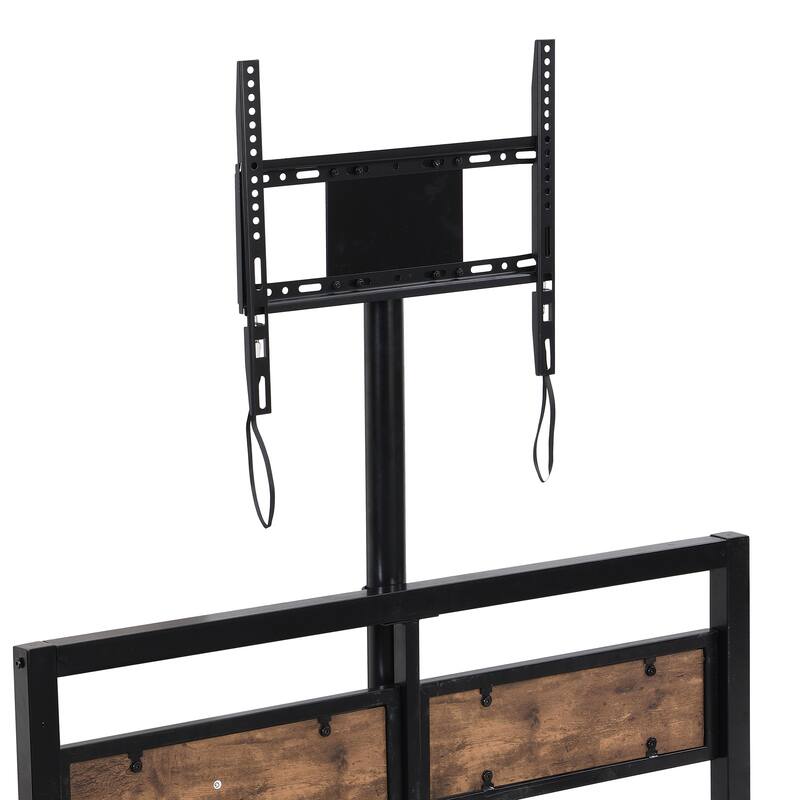 Twin Metal Platform Bed with Storage Drawers, Rotatable TV Stand, MDF Headboard - Black