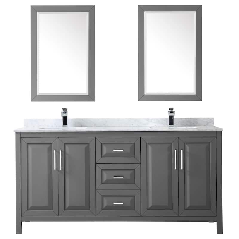 Wyndham Collection Daria 72" Free Standing Double Vanity Set with MDF