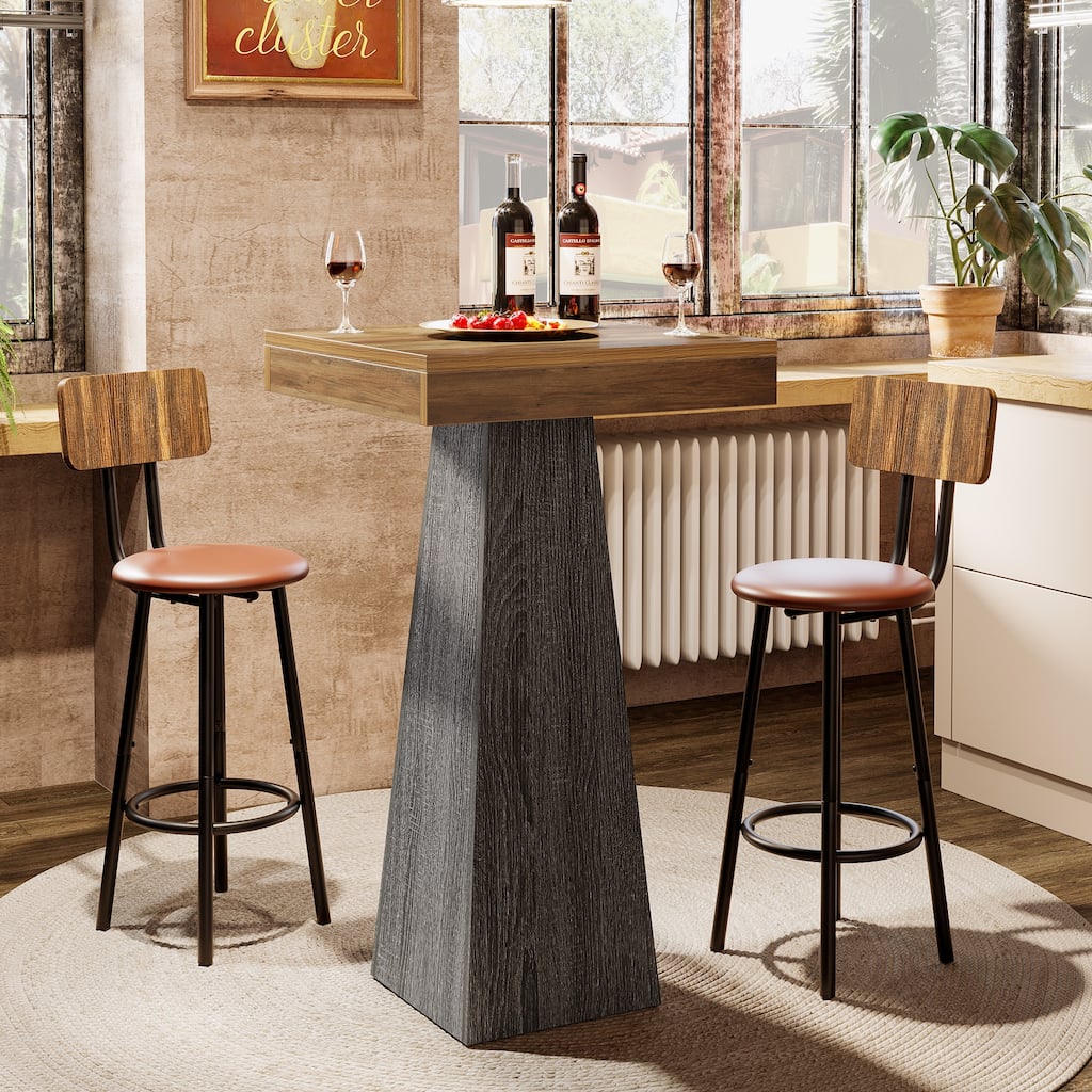 Square Tall Bar Table 37.4" High Pub Table for Small Bars Square Tabletop