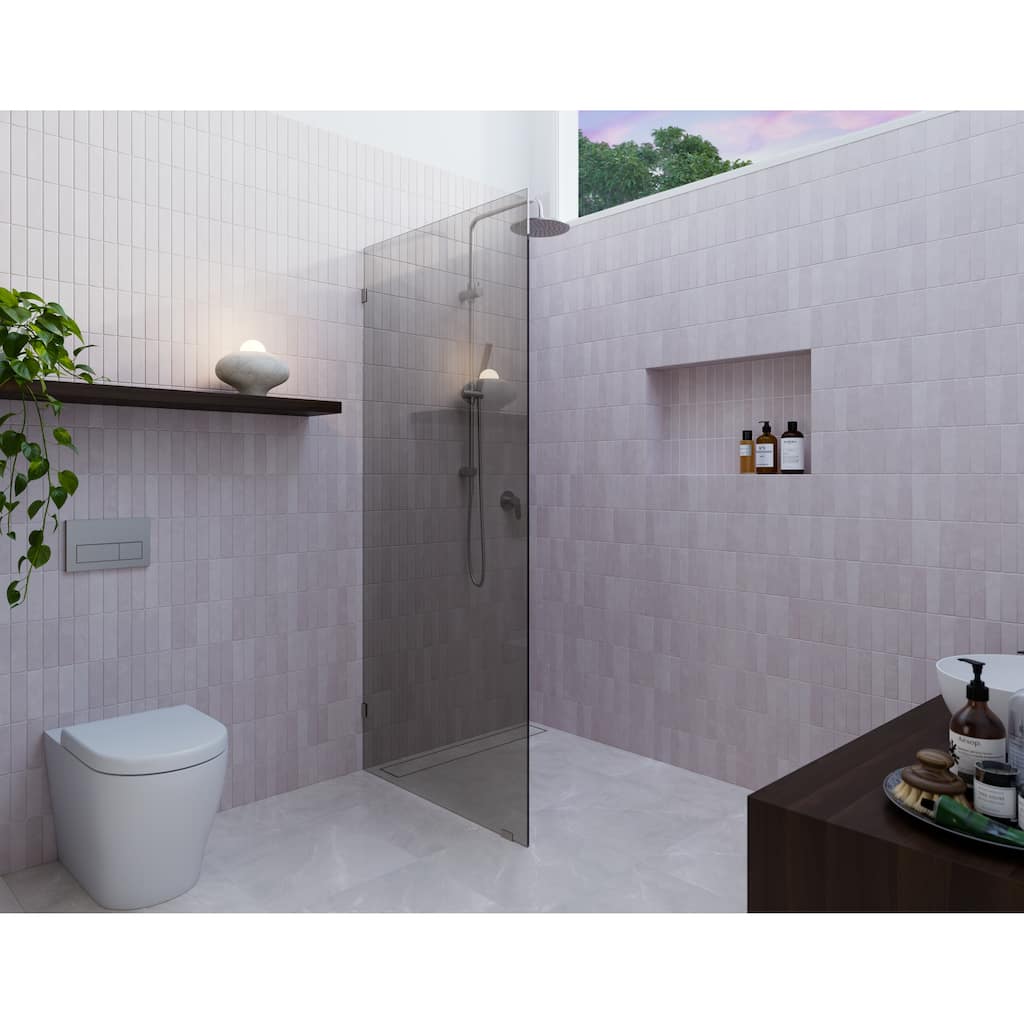 Ursa 30 in. x 78 in. Fully Frameless Glass Shower Panel - Single Fixed Panel with Gray Tint
