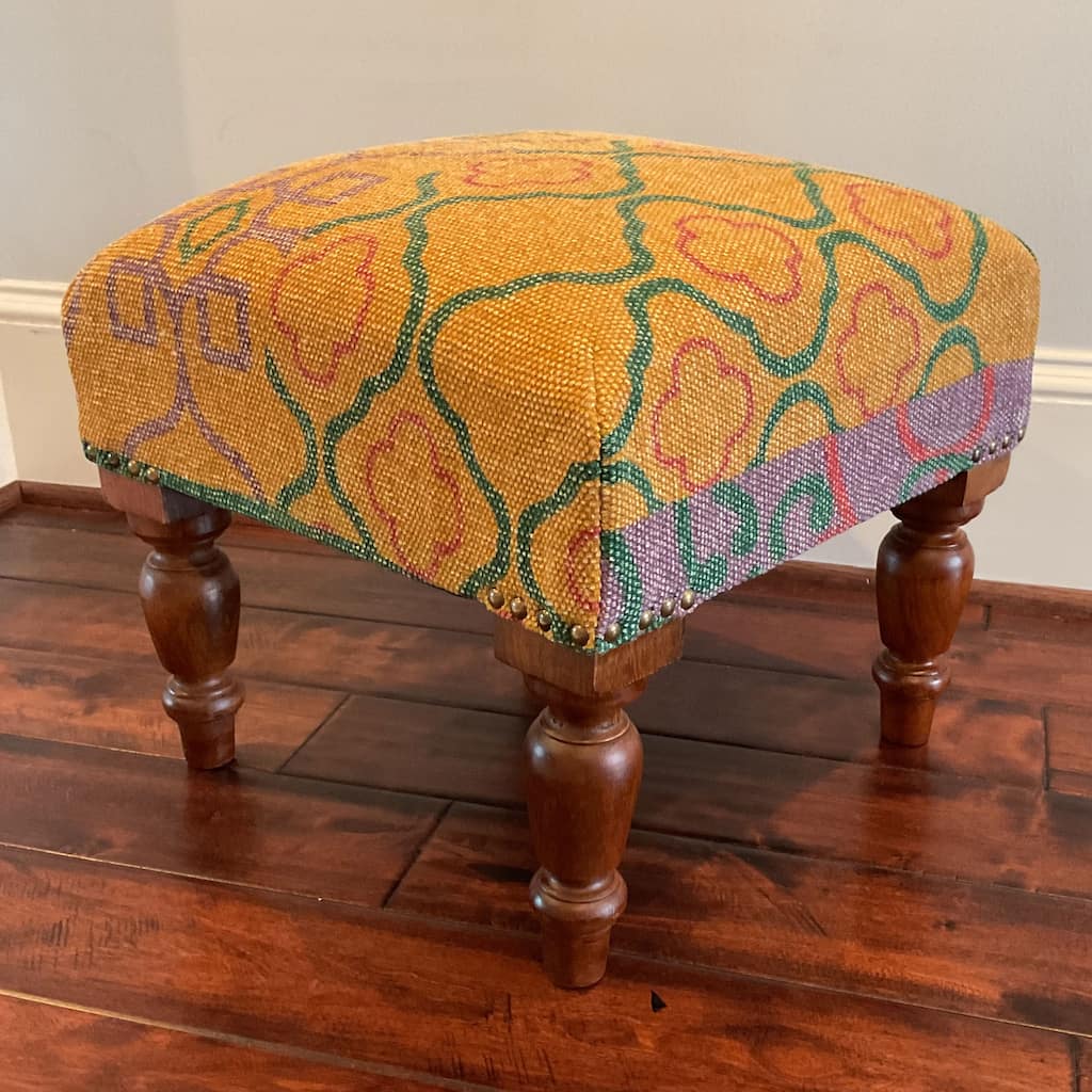 HERAT ORIENTAL Handmade Cotton Print Wood Stool