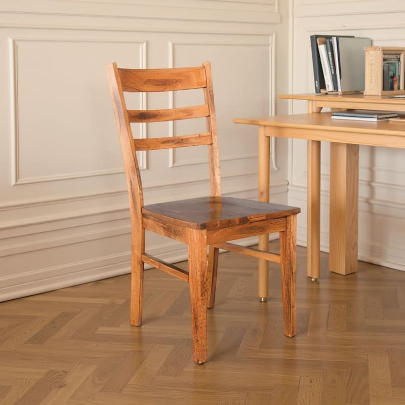 Marv Dining Chair Set of 2, Ladderback Design, Light Brown Mindi Wood