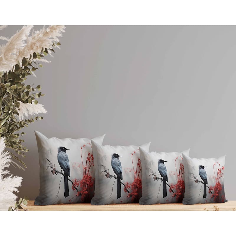 Winter Wishper Faux Suede Reversible Throw Pillow Gray and Red
