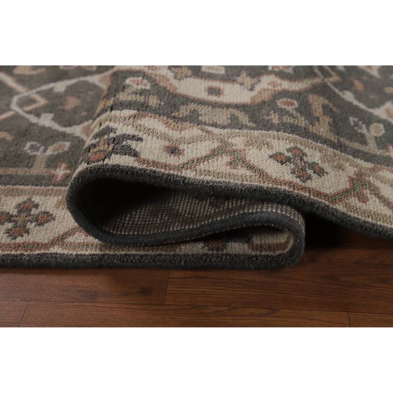 Gray Oushak Oriental Runner Rug Hand-Knotted Hallway Wool Carpet - 2'8"x 11'9"