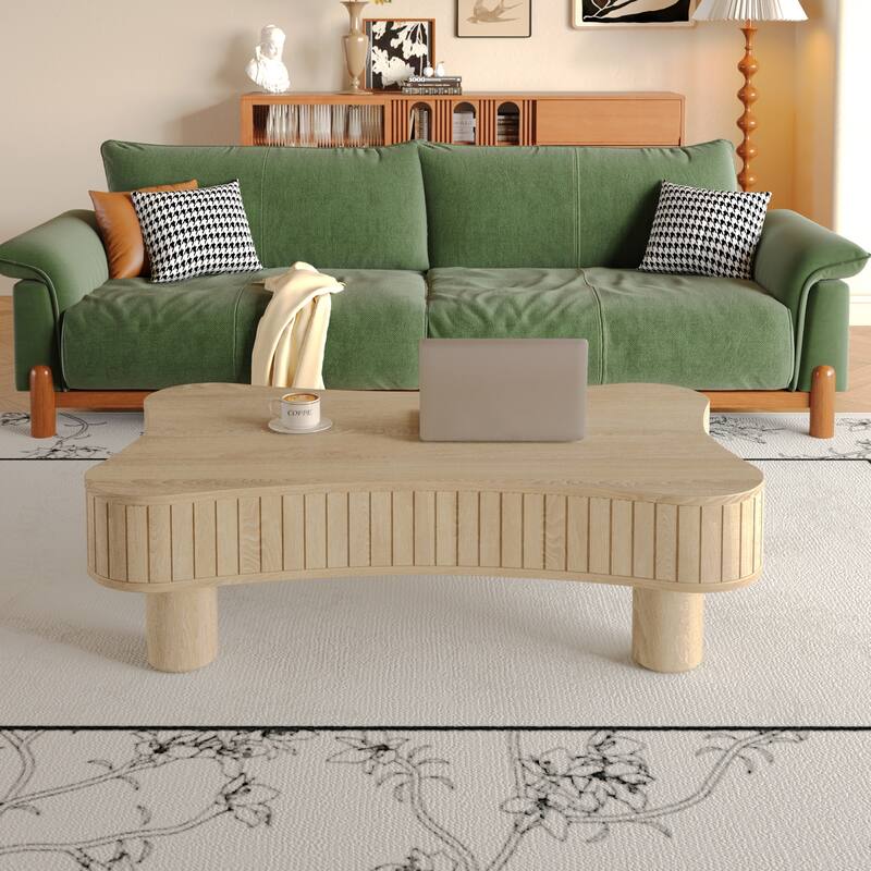 Lift Top Coffee Table with Hidden Storage for Living Room - Antique Natural