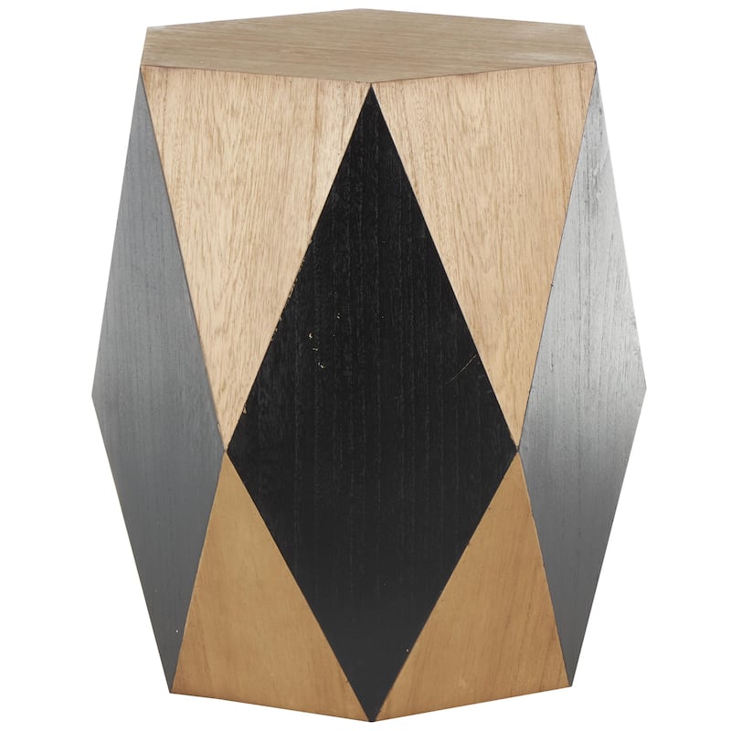 Wood Geometric Diamond Accent Table with Black Accents - Brown - Roche River Decor - Brown