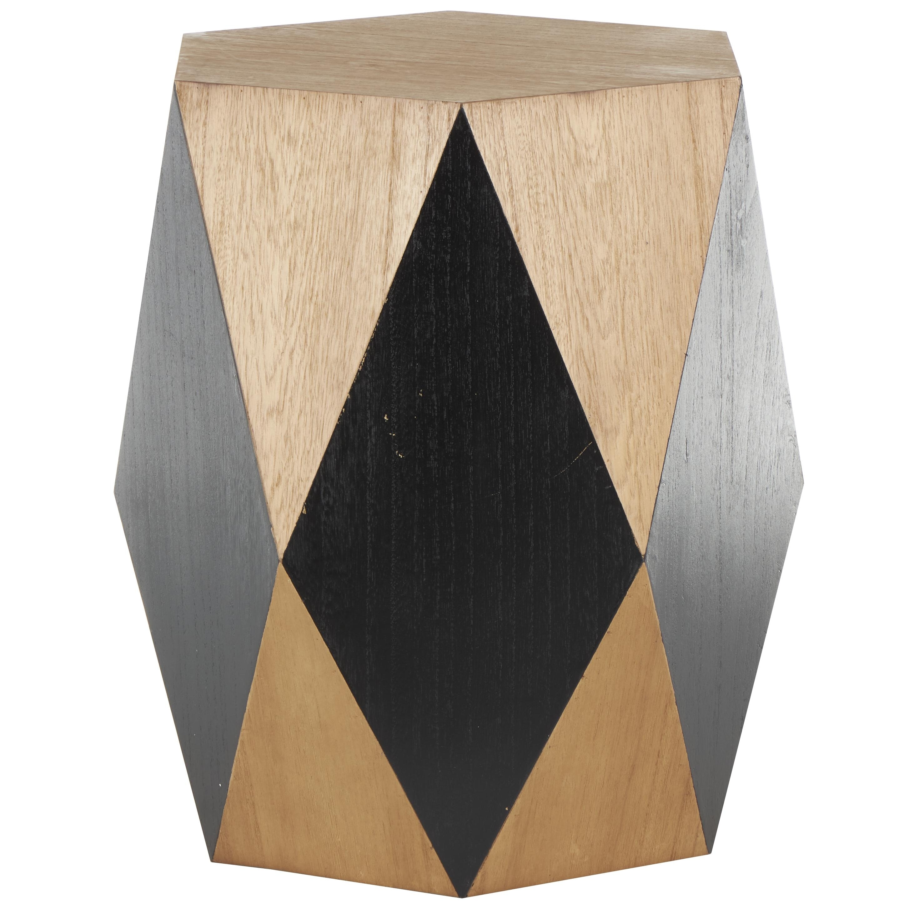 Roche River Decor - Wood Geometric Diamond Accent Table with Black Accents - Brown
