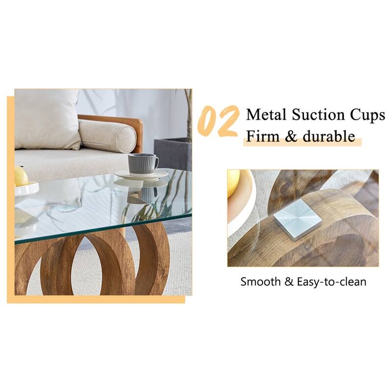 Glass Top Coffee Table with MDF Base for Living Rooms and Lounge Areas