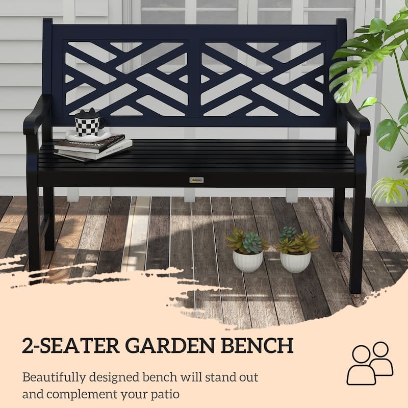 Outsunny 43.25" Outdoor Garden Bench, Wooden Bench, Poplar Slatted Frame Furniture for Patio, Park, Porch, Lawn