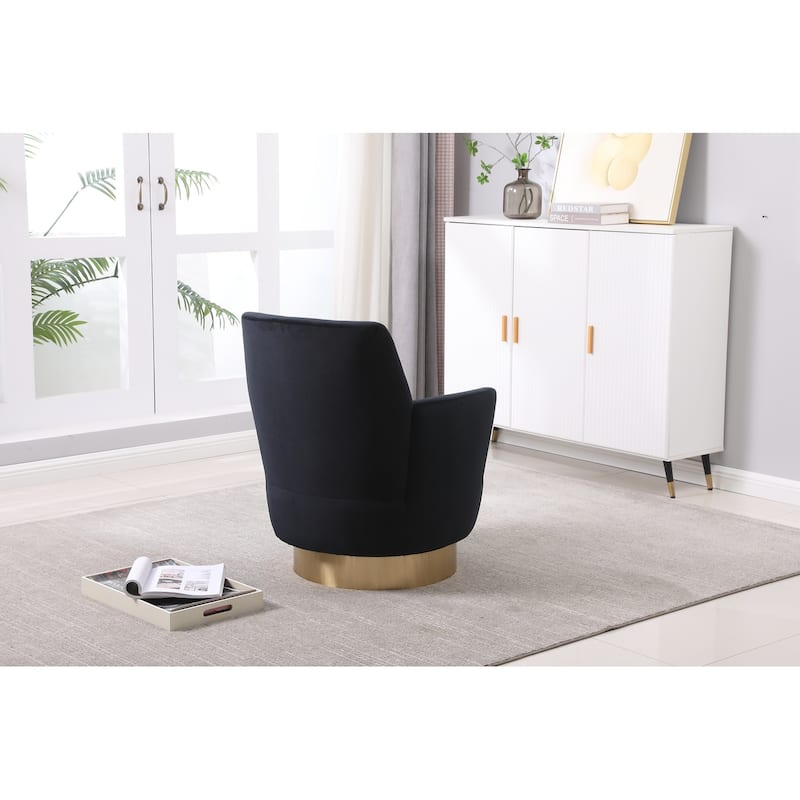 Swivel Accent Chairs Armchair for Living Room, Reading Chairs , Round Barrel Chairs with Gold Stainless Steel Base