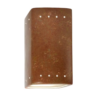 Justice Design Ambiance - Small Rectangle w/ Perfs Wall Sconce - Open Top & Bottom - Replaceable Bulb